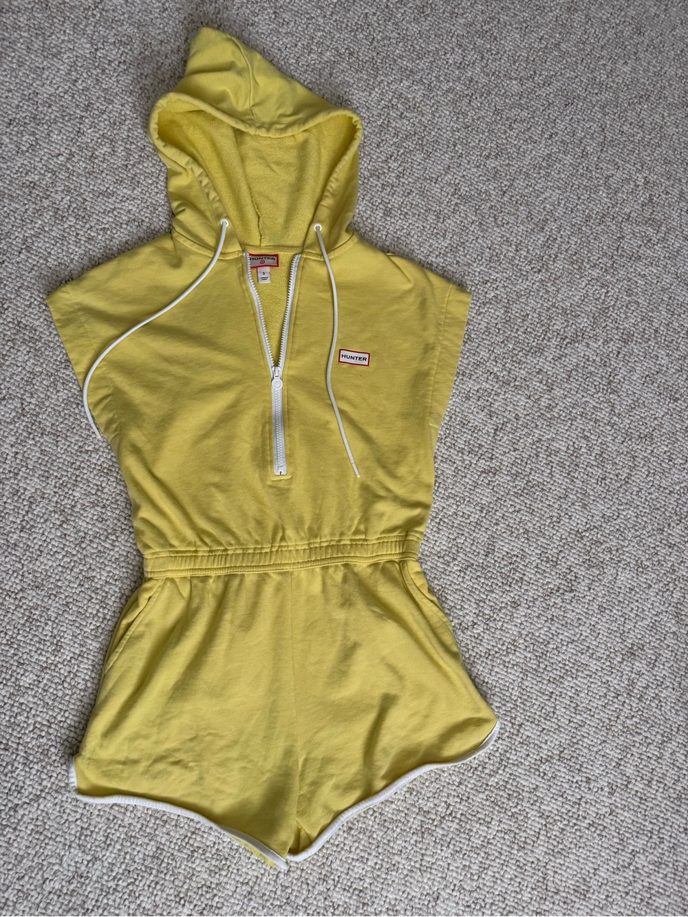 Hunter Yellow Hooded Zip Swim Coverup